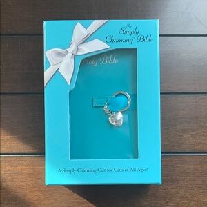 Simply Charming Bible with Heart Keychain - Teal